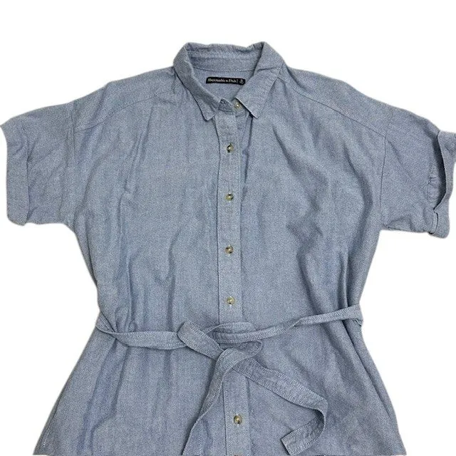 Abercrombie & Fitch Chambray Shirt Dress‎ with Belt & Pockets Short Sleeve Sz S - Image 5