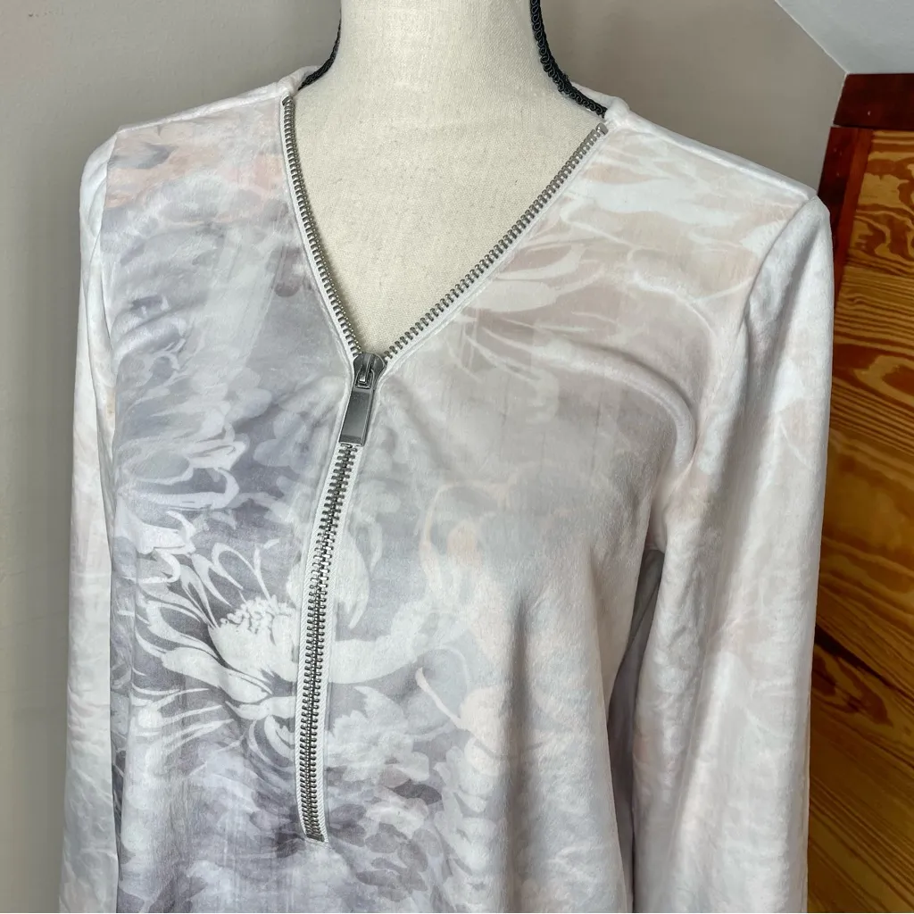 Soft Surroundings Corrina Half Zip Floral Long Sleeve Tunic Top Blouse Small S - Image 4