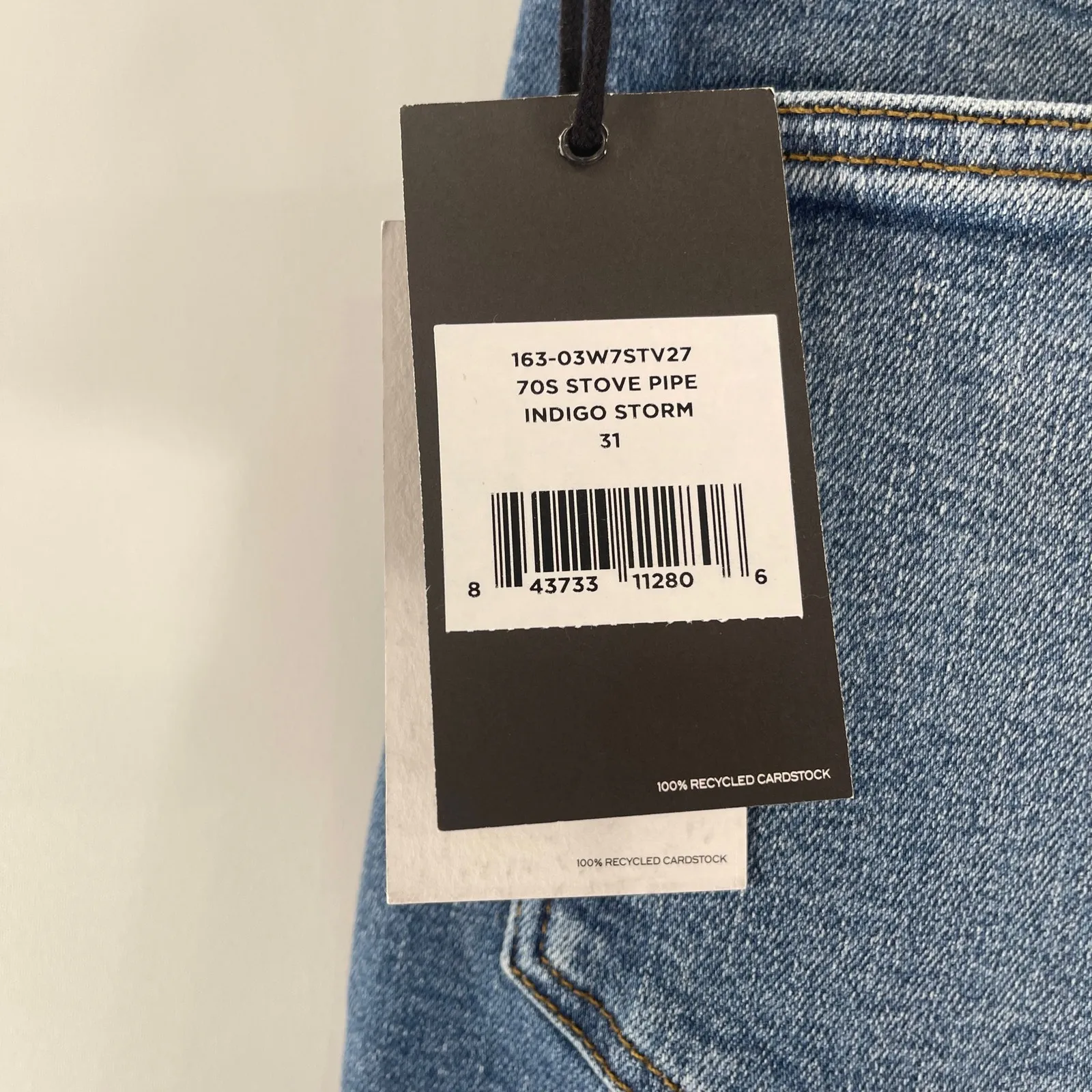 Re/Done Women's Size 31 Stove Pipe 70s Jeans Indigo Storm Blue Straight Leg NWT - Image 8