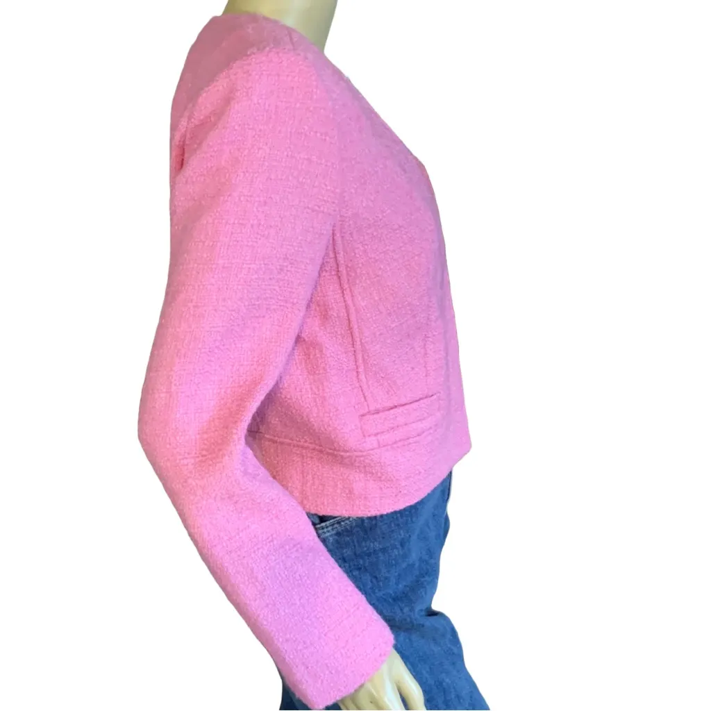 J. CREW PINK WOOL BLEND "COLLARLESS LADY JACKET IN MARITIME TWEED" BLAZER (4) - Image 3