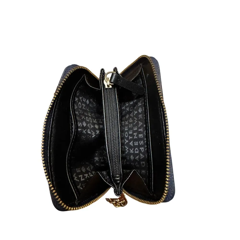 KATE SPADE New York Zip-Around Coin Wallet with Key Ring - Black Floral - Image 5