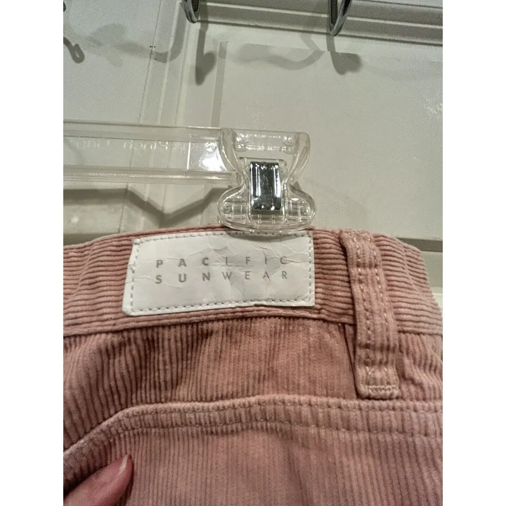 PacSun Solid Pink Corduroy Pants Wide Leg High Waisted Pockets Cotton Women’s 31 - Image 7