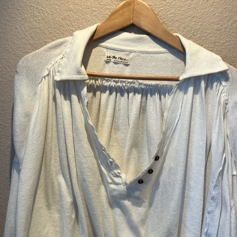 Free People We The Free Women’s Cotton Linen Blend Poets Top Size Medium - Image 4