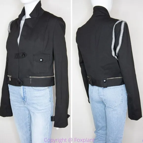 & Danielle black jacket with ribbon‎ on shoulder Black Size L - Image 2