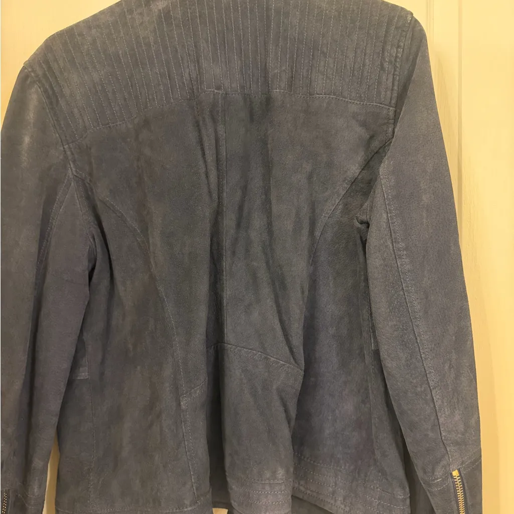 New York & Company Blue soft leather Jacket Size L - Image 3