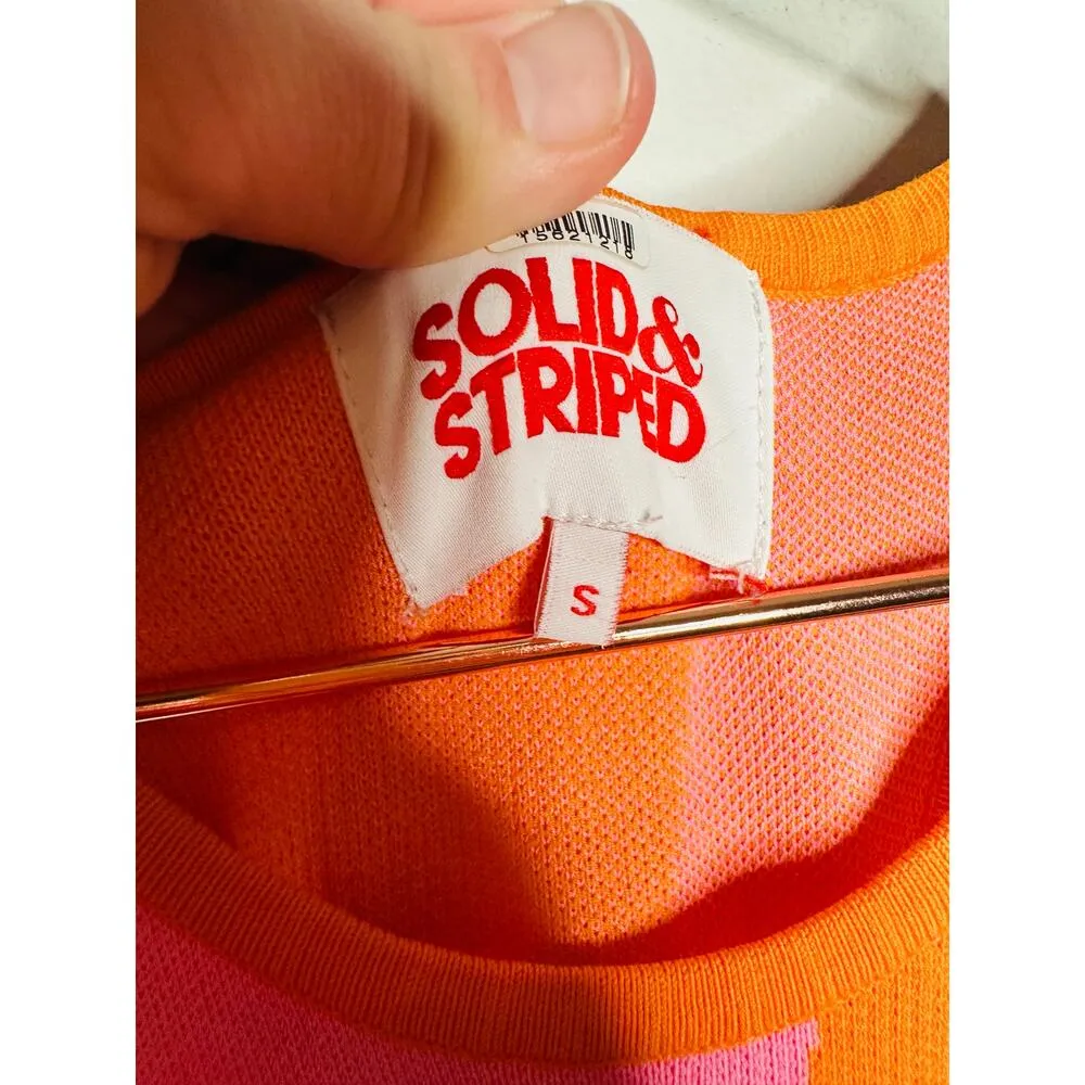 SOLID & STRIPED Carnation Pink Clementine Orange Sia Maxi Dress Size Small - Image 10