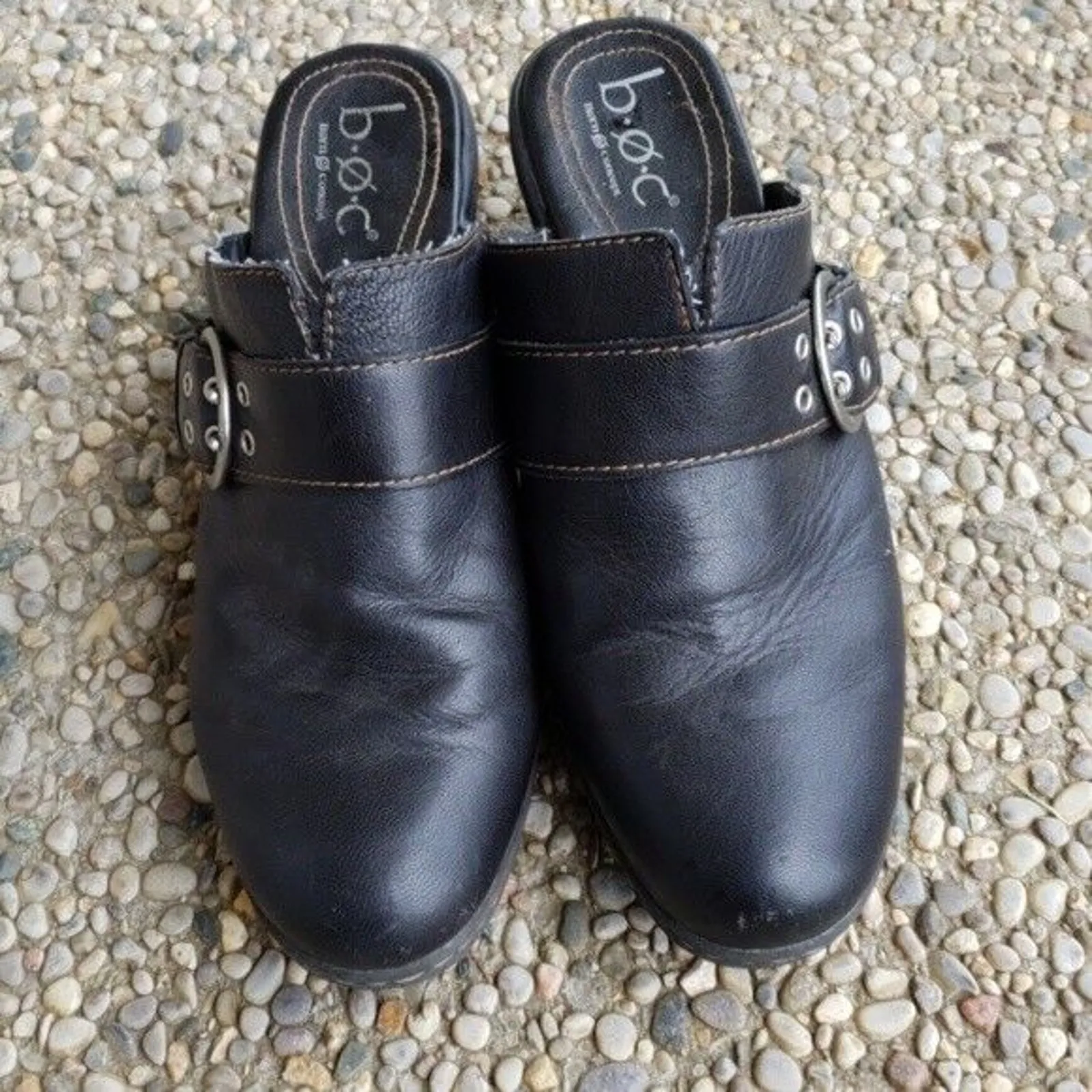 B.O.C Slip Ons Black Leather Upper Slip On Heels - Image 2