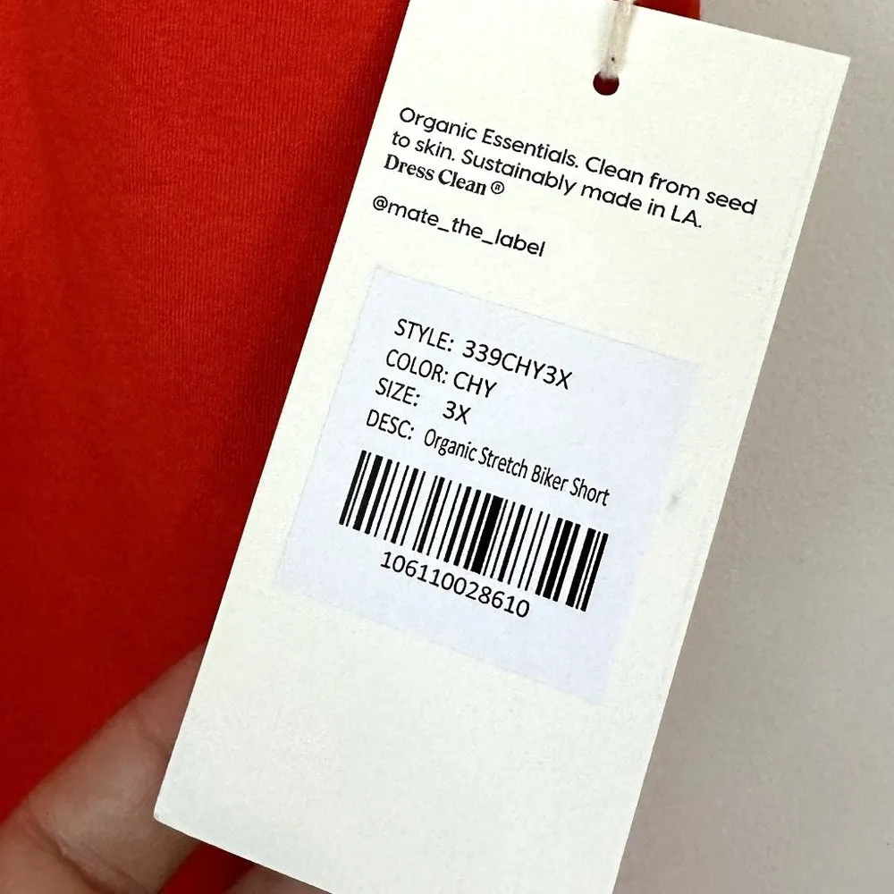 NWT MATE the Label Red Organic Stretch Biker Short - Size 3X - Image 4