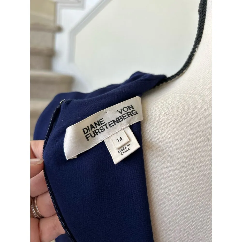 Diane Von Furstenberg Tali Navy & Black Sleeveless Sheath Dress - Image 8