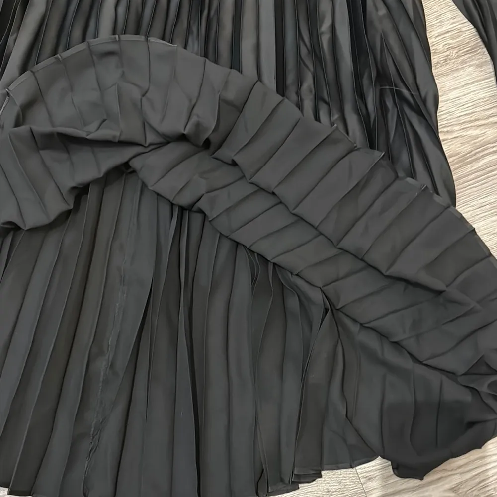 Eloquii pleated plus size black midi dress ruched draped square neck Sz 20 - Image 9