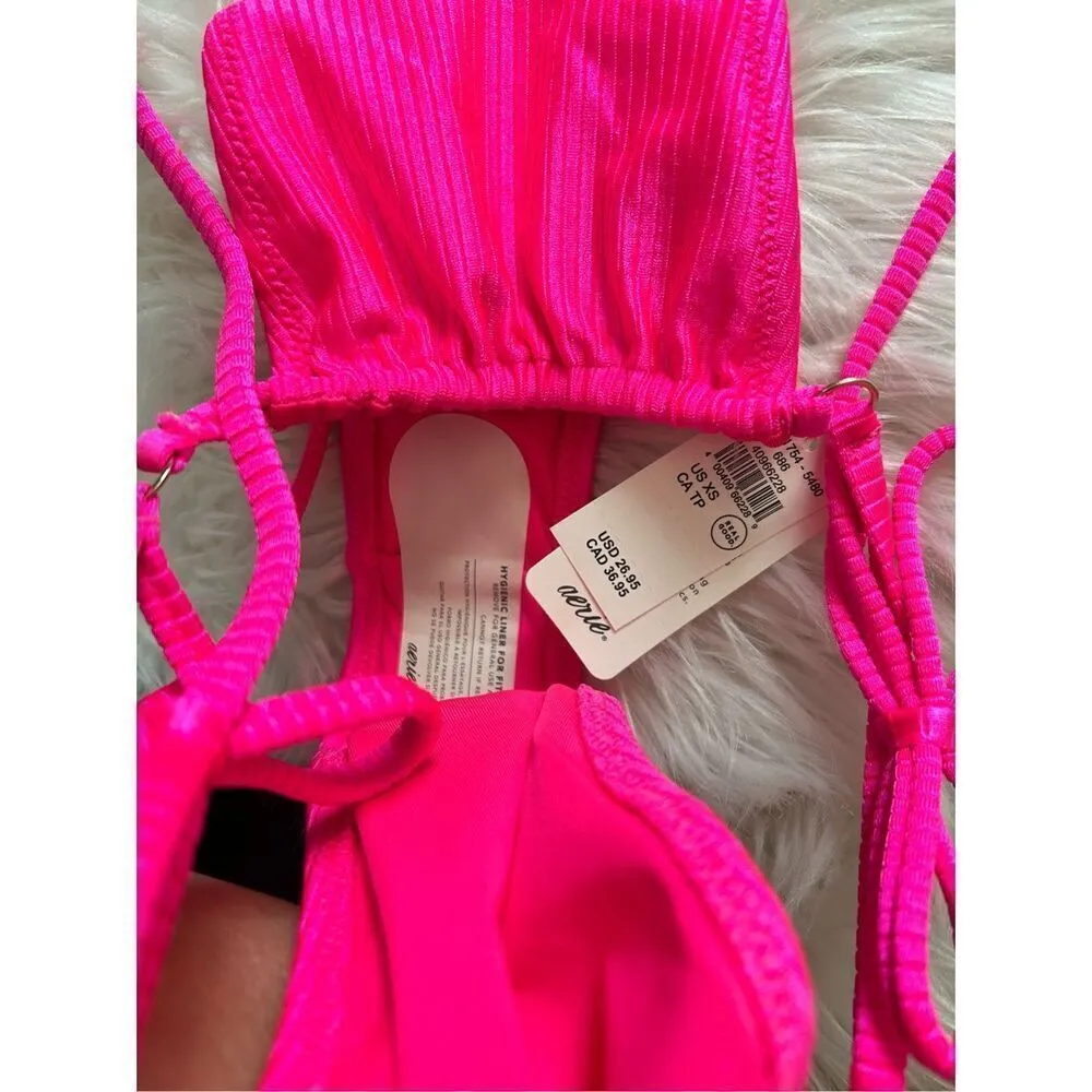Aerie hot pink bikini xs cheeky tong like bikini new with tags sexy skimpy - Image 4