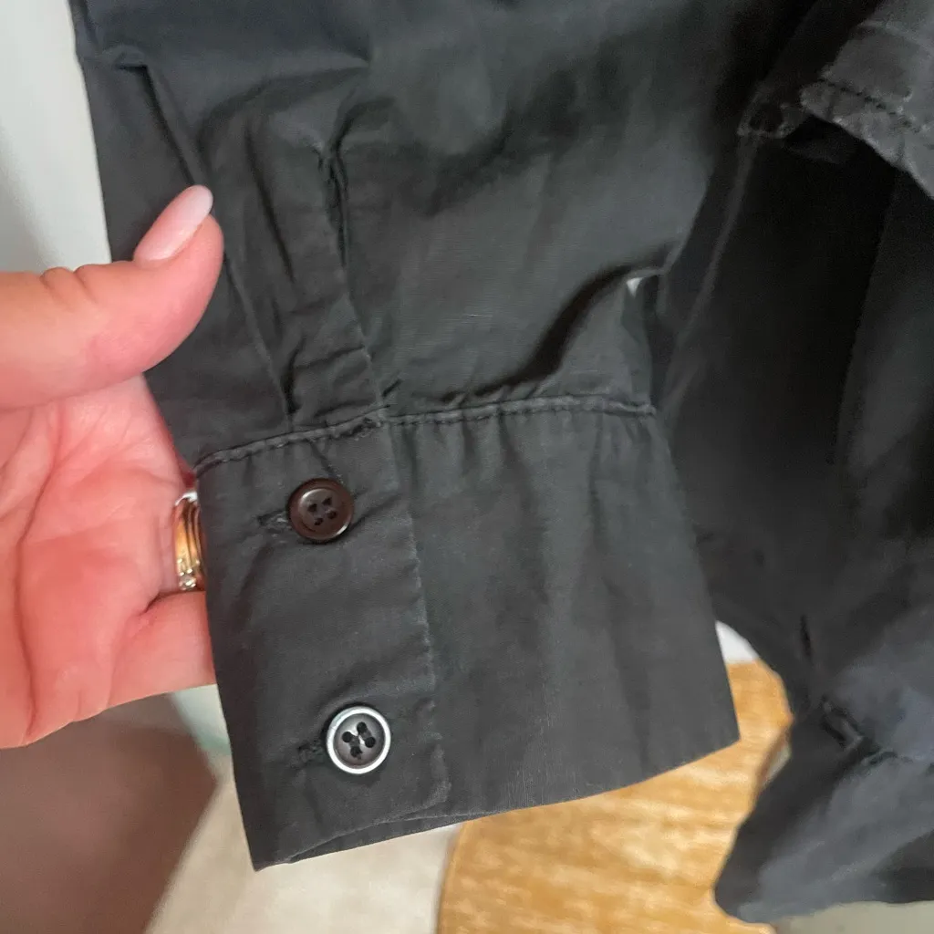 Aureum Black poplin ruffle shirt dress button down size medium - Image 6