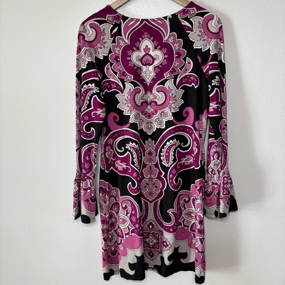 International Concepts Pink Black White Bell Sleeve Jersey Knit Dress Size M Size M - Image 4