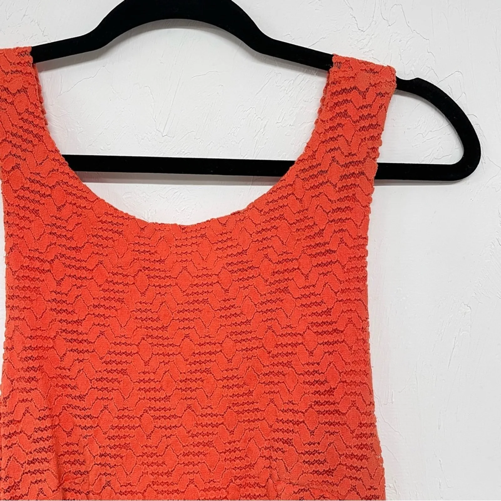 Free People Orange Sleeveless Textured Mini Dress Womens S Beachy Summer Casual - Image 2