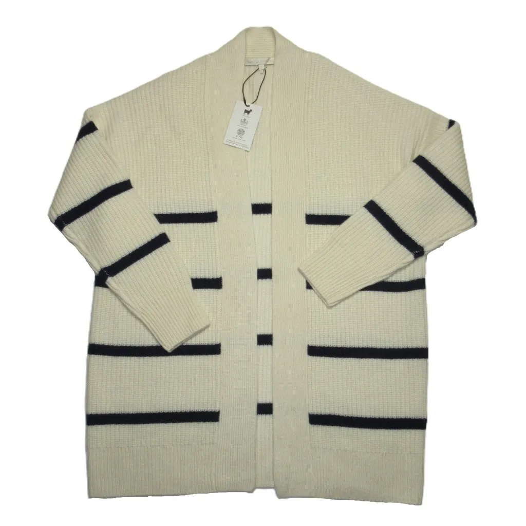 NWT NakedCashmere Cove Cardigan in Ecru Navy Stripe Cashmere Oversized Sweater S White - Image 3