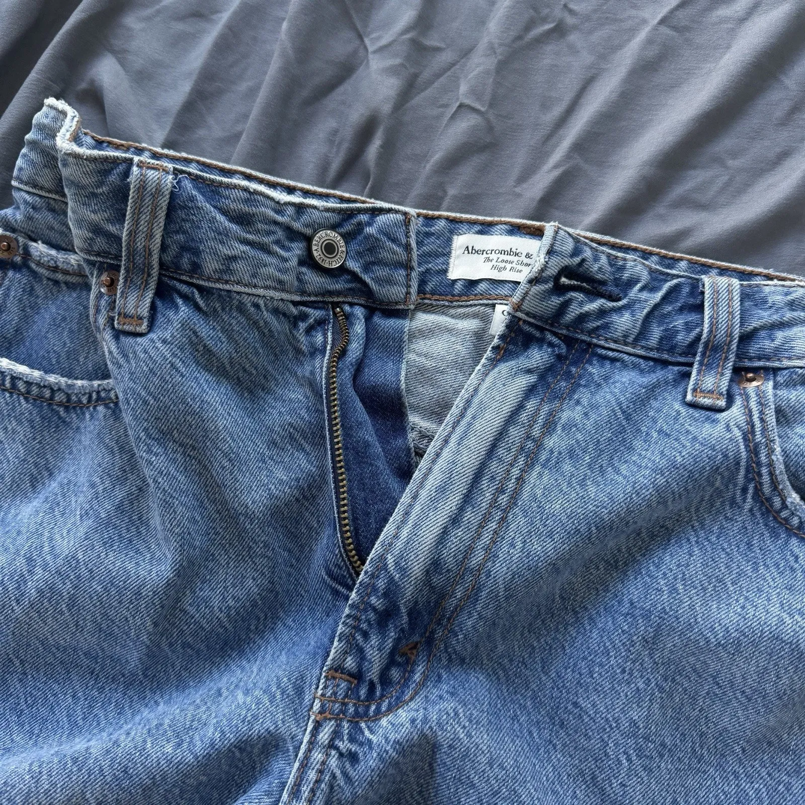 Abercrombie & Fitch Curve Love High Rise The Loose Short Size 30 Nwt Denim - Image 4