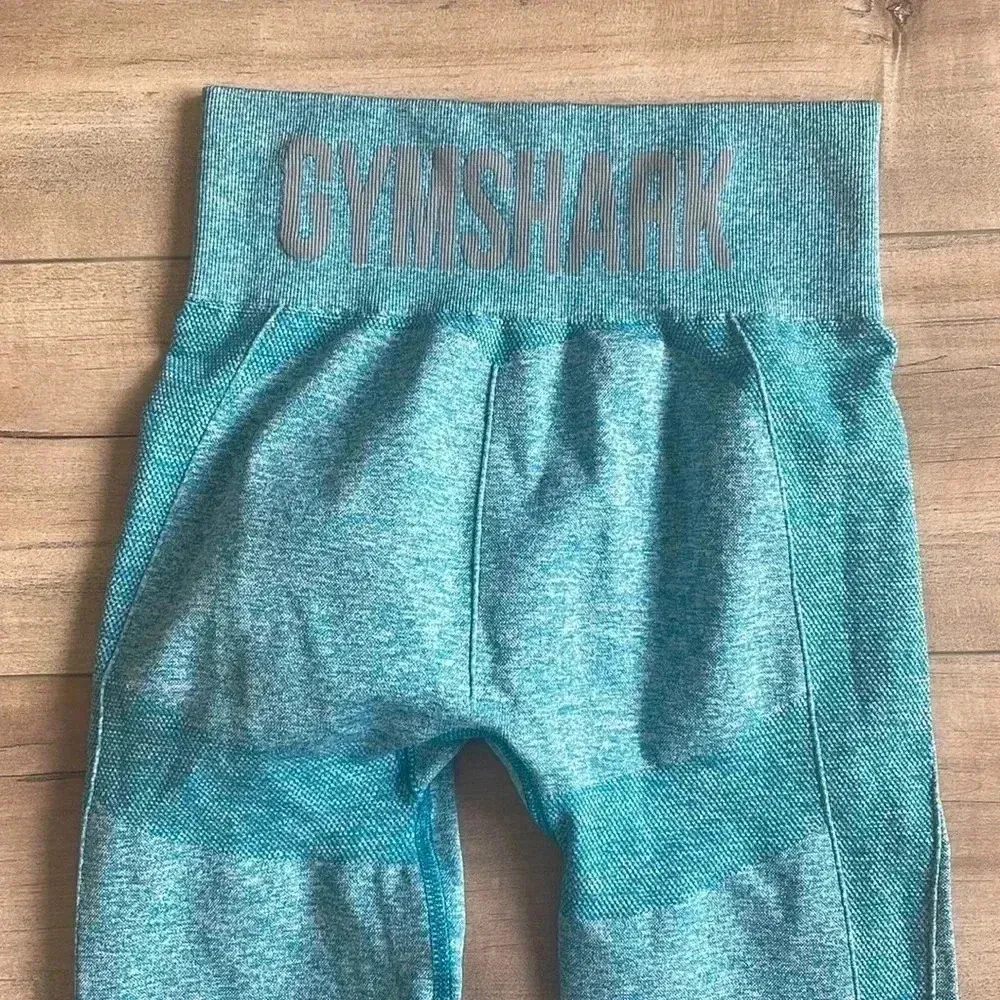 Gymshark Seamless Leggings Heathered Blue Stretch High Rise Sz S - Image 2