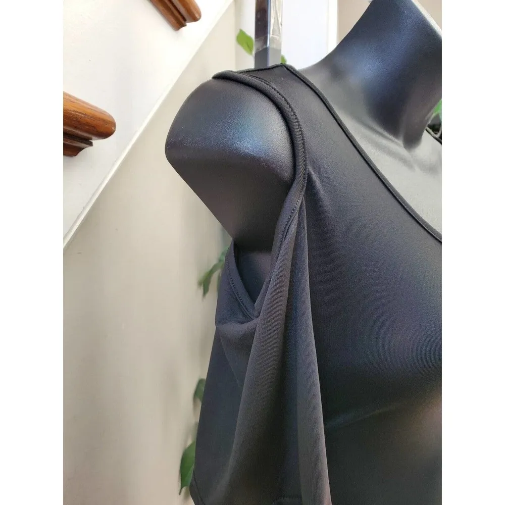 Black & White Floral Women's Polyester Round Neck Short Sleeve Long Maxi Dress S - Image 6