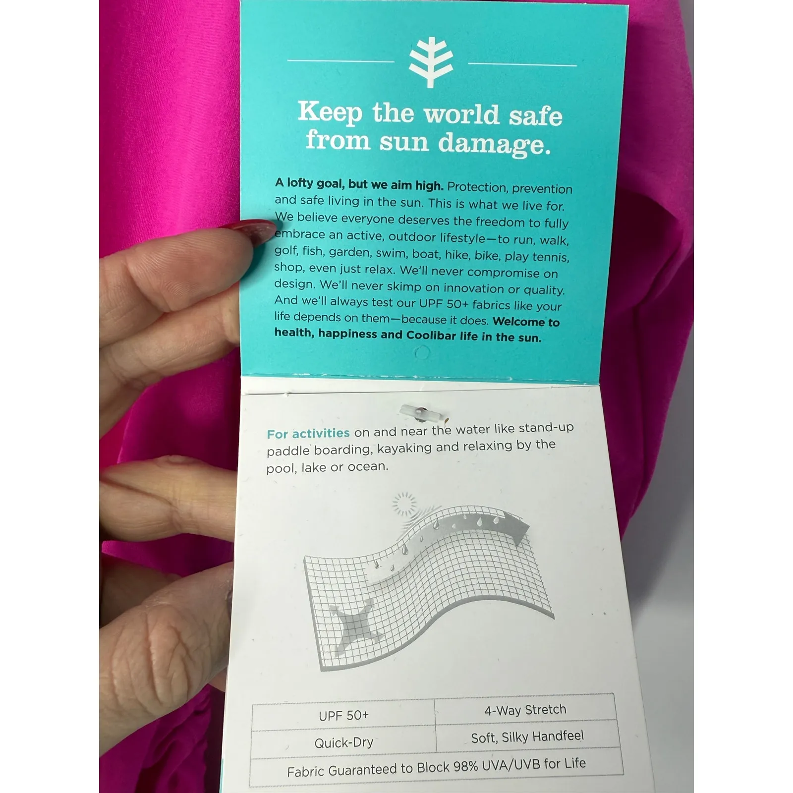 Bright Pink Coolibar UPF 50+ Lawai Ruche Swim Shirt Mock Neck Sun Top Size L Size L - Image 6