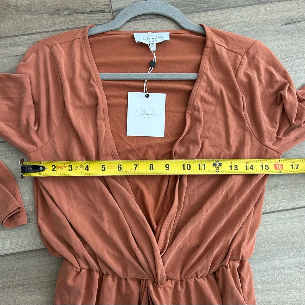 L’ Academie X Revolve The Judy Dress Long Sleeve Fitted Terracotta Brown NWT S - Image 10