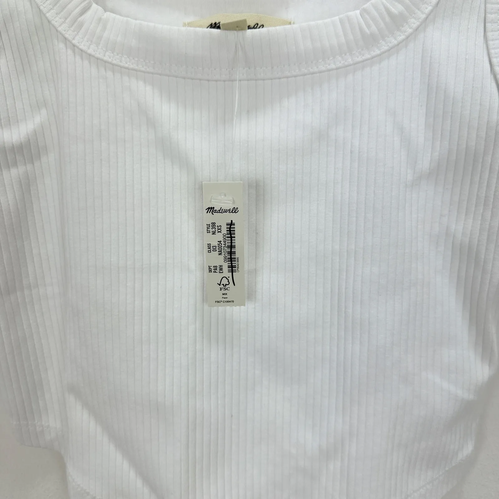 Madewell The Tailored Crop Tank Top Sleekhold Ribbed Square Neck White XXS NWT - Image 7