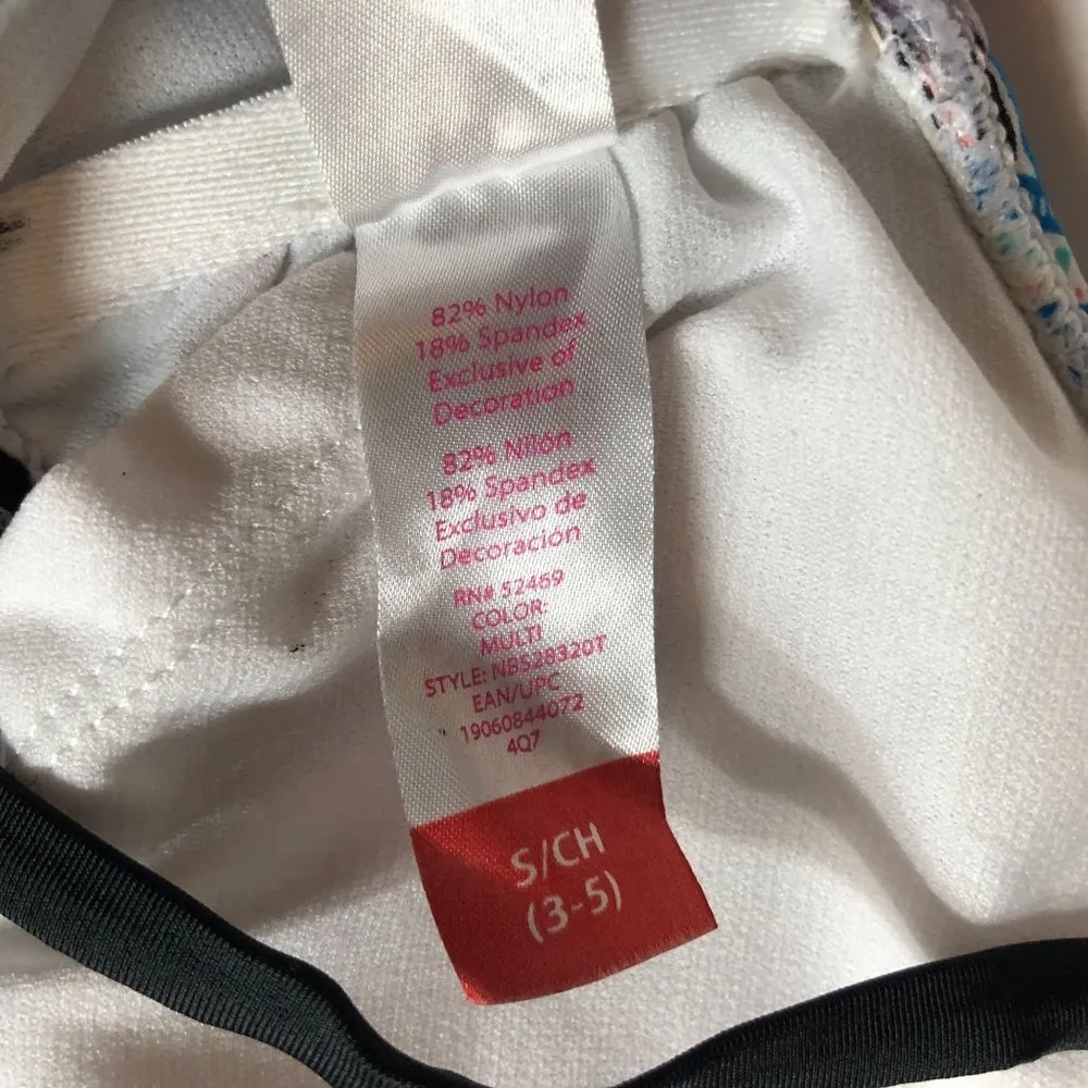 No Boundaries Bikini Top High Neck Halter Removable Cups Fringe Blue Colorful S - Image 4