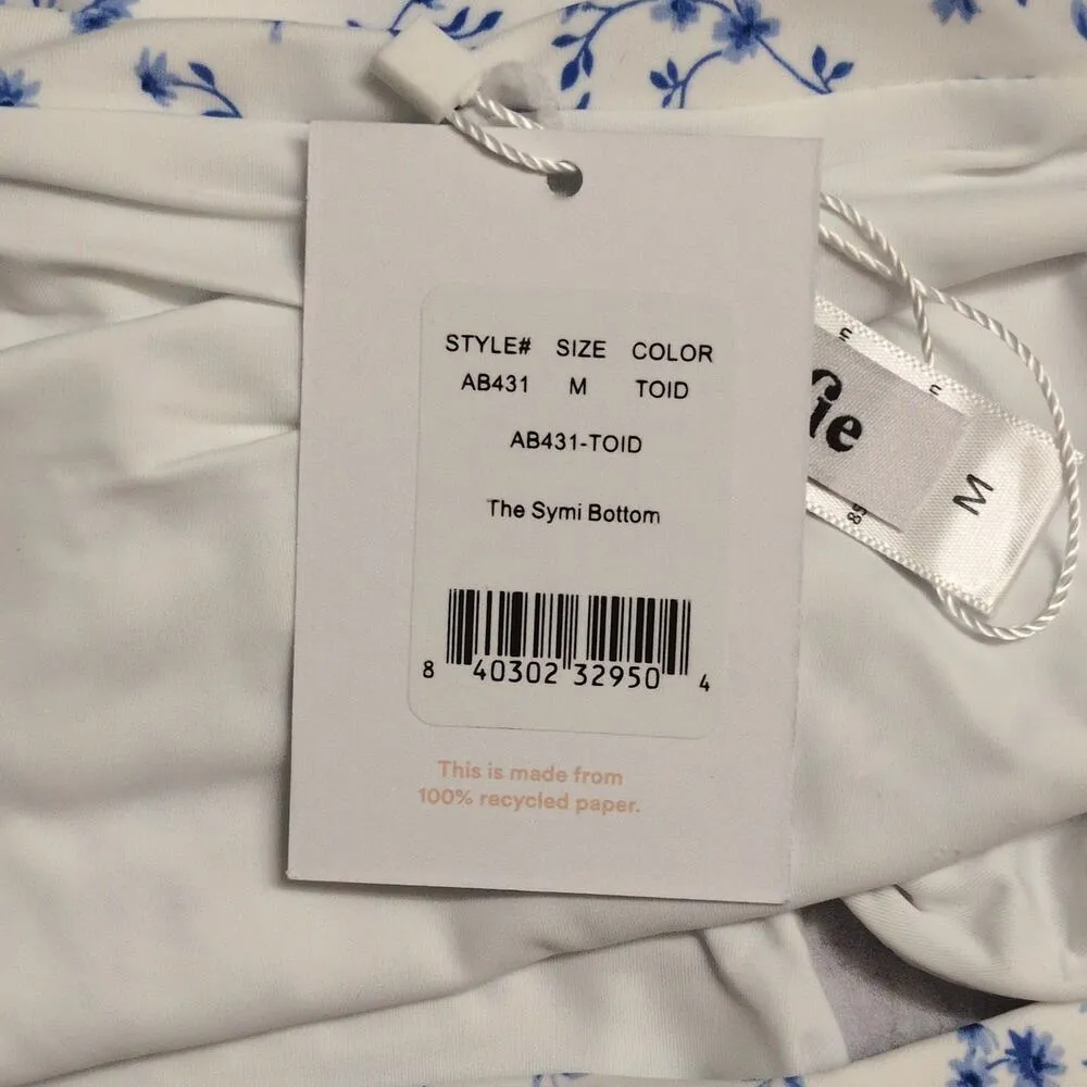 NWT Andie Symi Bottom Ditsy Bloom Blue White Ruched Back Waistband Swim Size M - Image 9