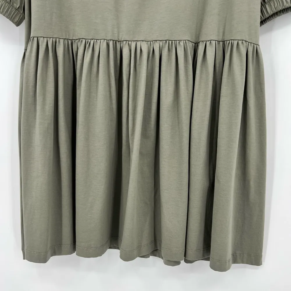 🆕 NWT Summersalt The Luxe Pima Puff Sleeve Mini Dress Drop Waist Pocket Green 1X - Image 11