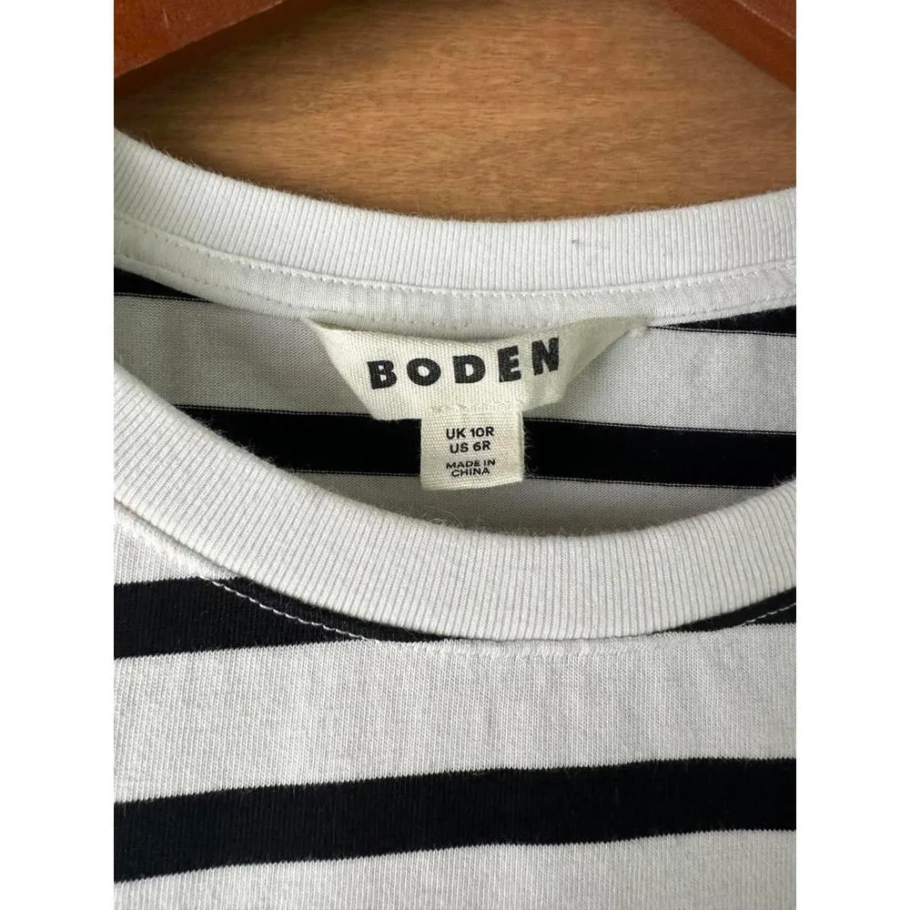 Boden White/Black Breton Striped Jersey Mini T - Image 8