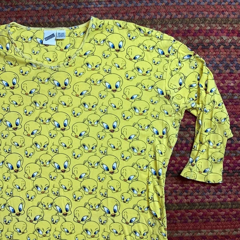 VINTAGE TWEETY BIRD WARNER BROS NIGHTGOWN SHIRT DRESS SLEEP PJS Yellow Size undefined - Image 2