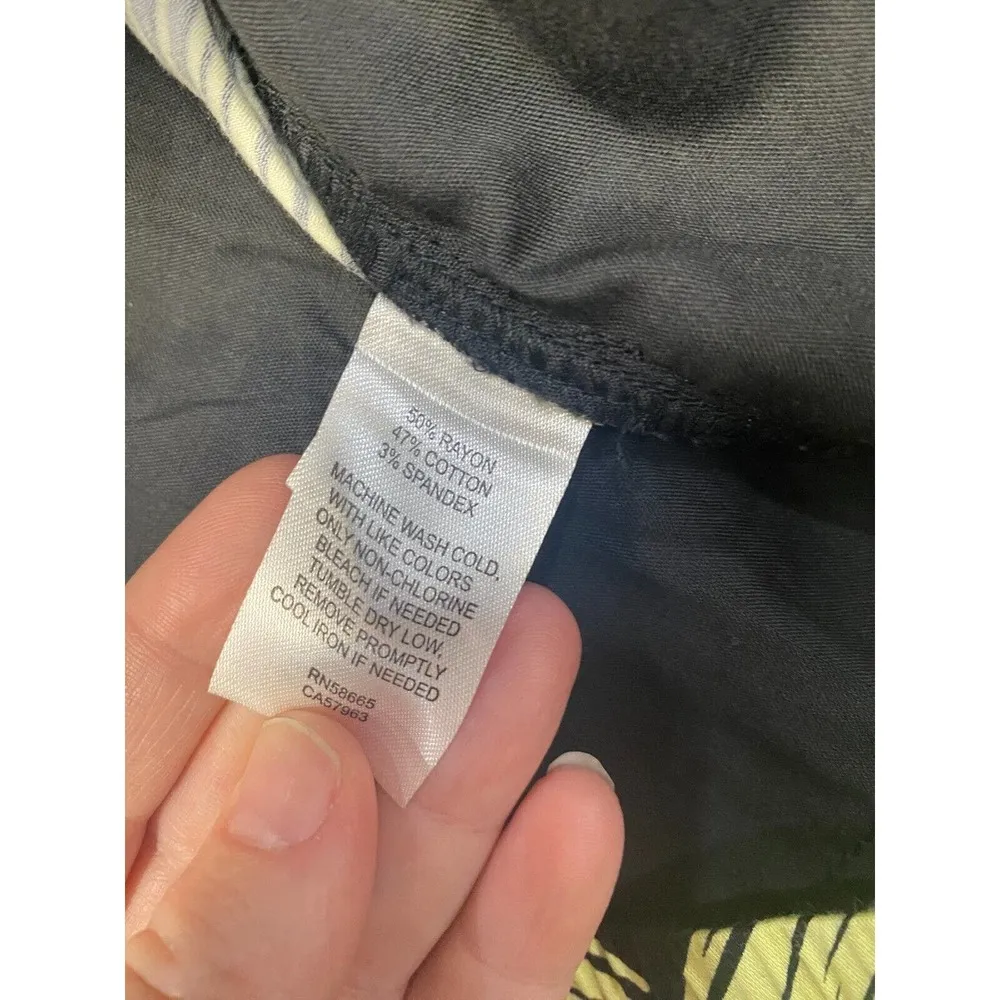 Open Edit Shorts Women's XL Black Printed Rayon Blend Drawstring Pockets B66 - Image 3