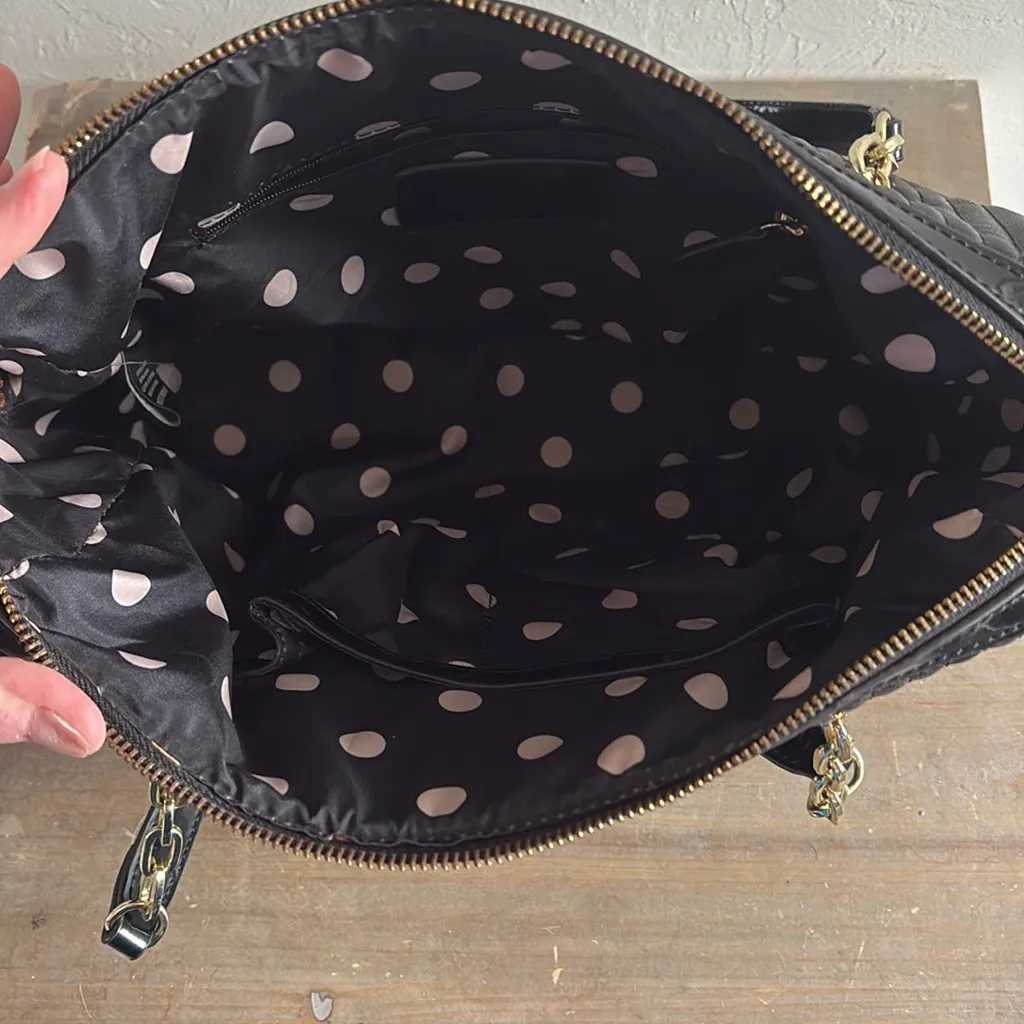 Anne Klein Double Chain Strap Shoulder Bag Black Gold - Image 6