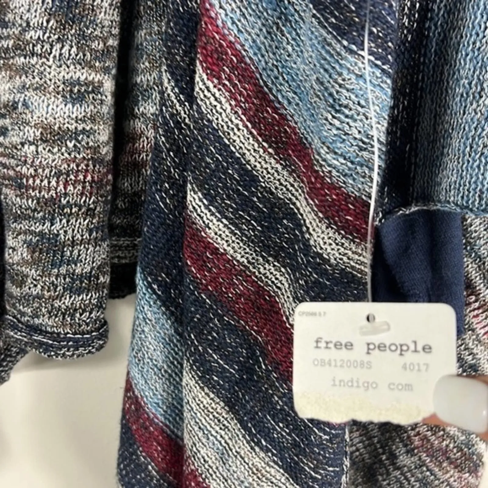 NWT Free People Big Trail Cardigan Poncho Womens S Blue Lagenlook Boho Hippie - Image 7