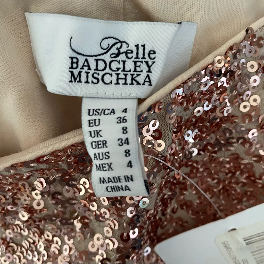Belle Badgley Mischka NWTs Rose Gold Sequin Maxi Skirt Tulip size 4 - Image 8