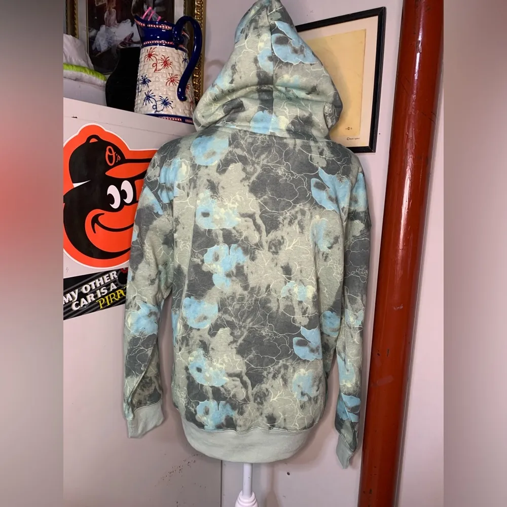 Green and Blue Tie-Dye Hoodie Long Sleeve Top - Image 4