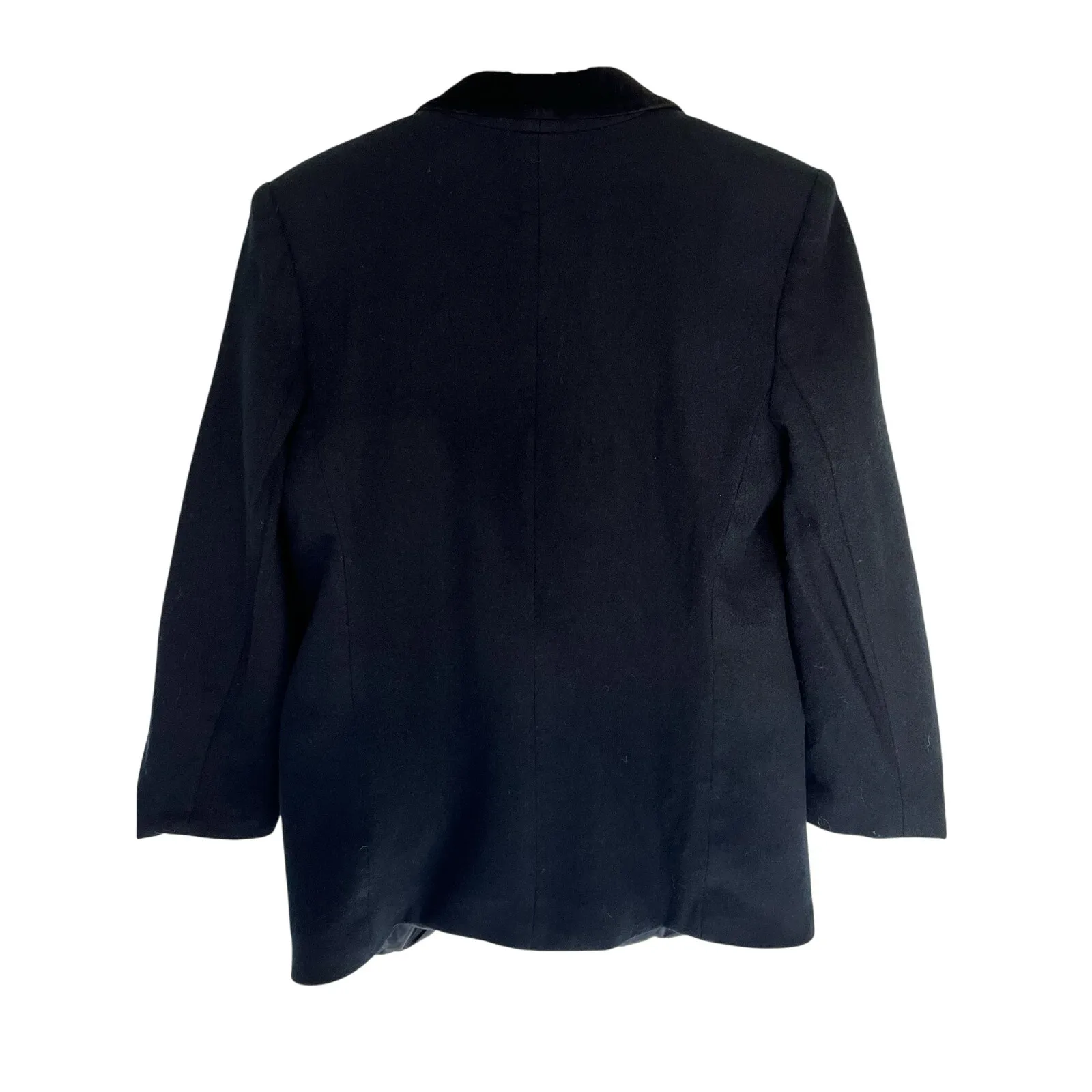 Vintage Requirements Black Wool Blazer Velvet Collar Small Dramatic Minimalist - Image 2