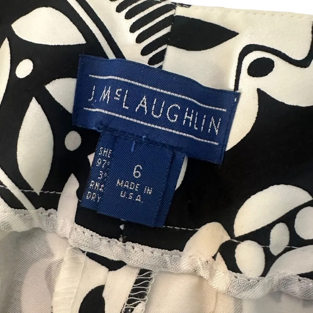 J. McLaughlin‎ Monochrome Tribal Print Crop Pants Size 6 Black BOHO Chic Artsy - Image 4
