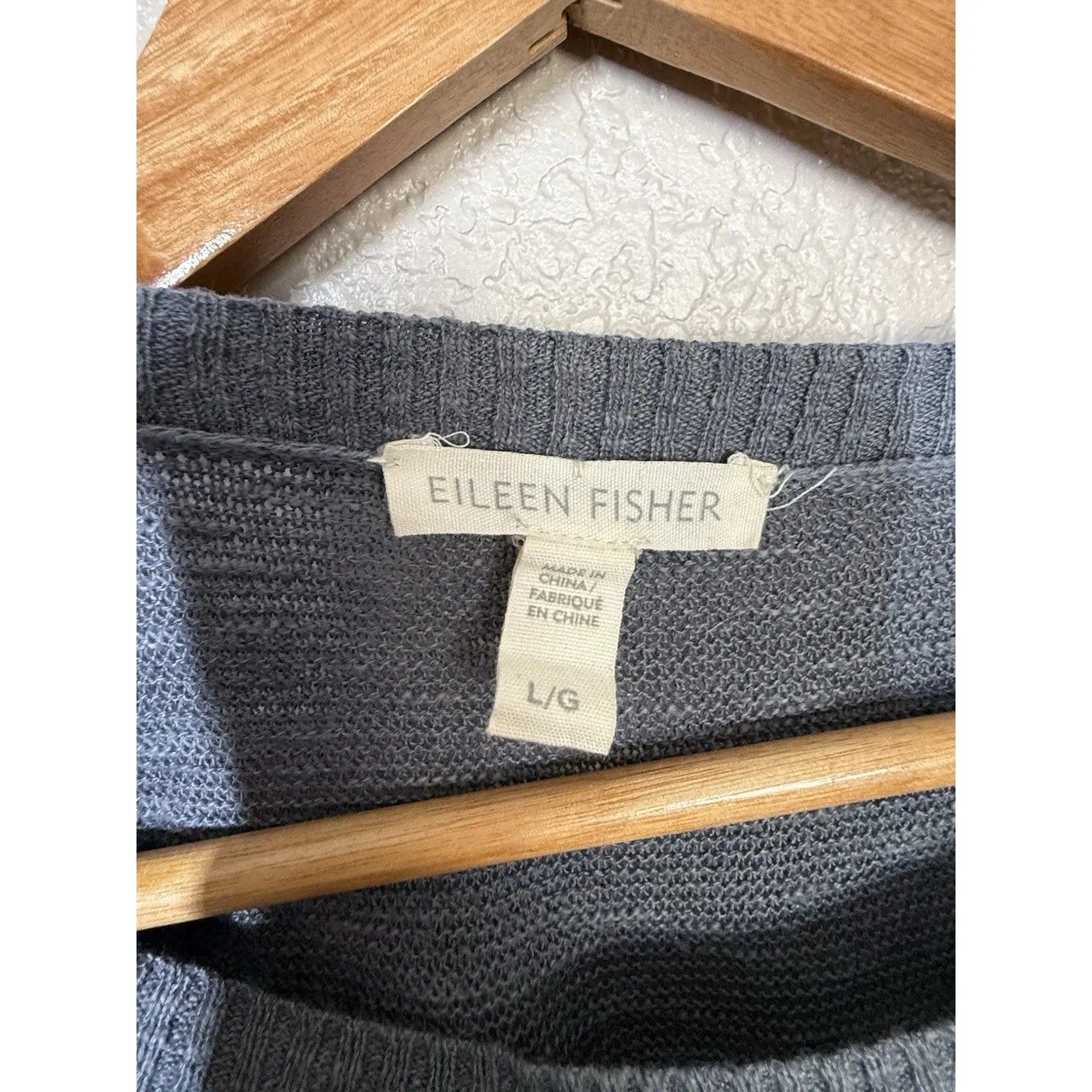 Eileen Fisher Organic Linen Cotton Ribbed Knit Top Large Dusty Blue Boat Neck - Image 2