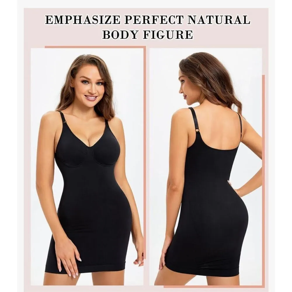 NEW Underwire Shapewear Dress Full Slip Tummy Control L Black Size L - Image 4