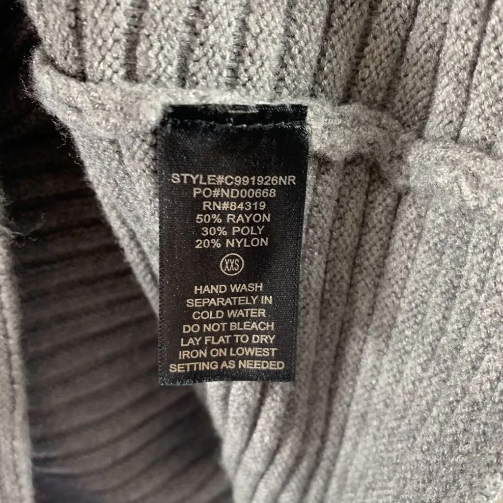 NEW NWT Devotion Cyrus Charcoal Chunky Ribbed Knit Turtleneck Tunic Sweater XXS - Image 4