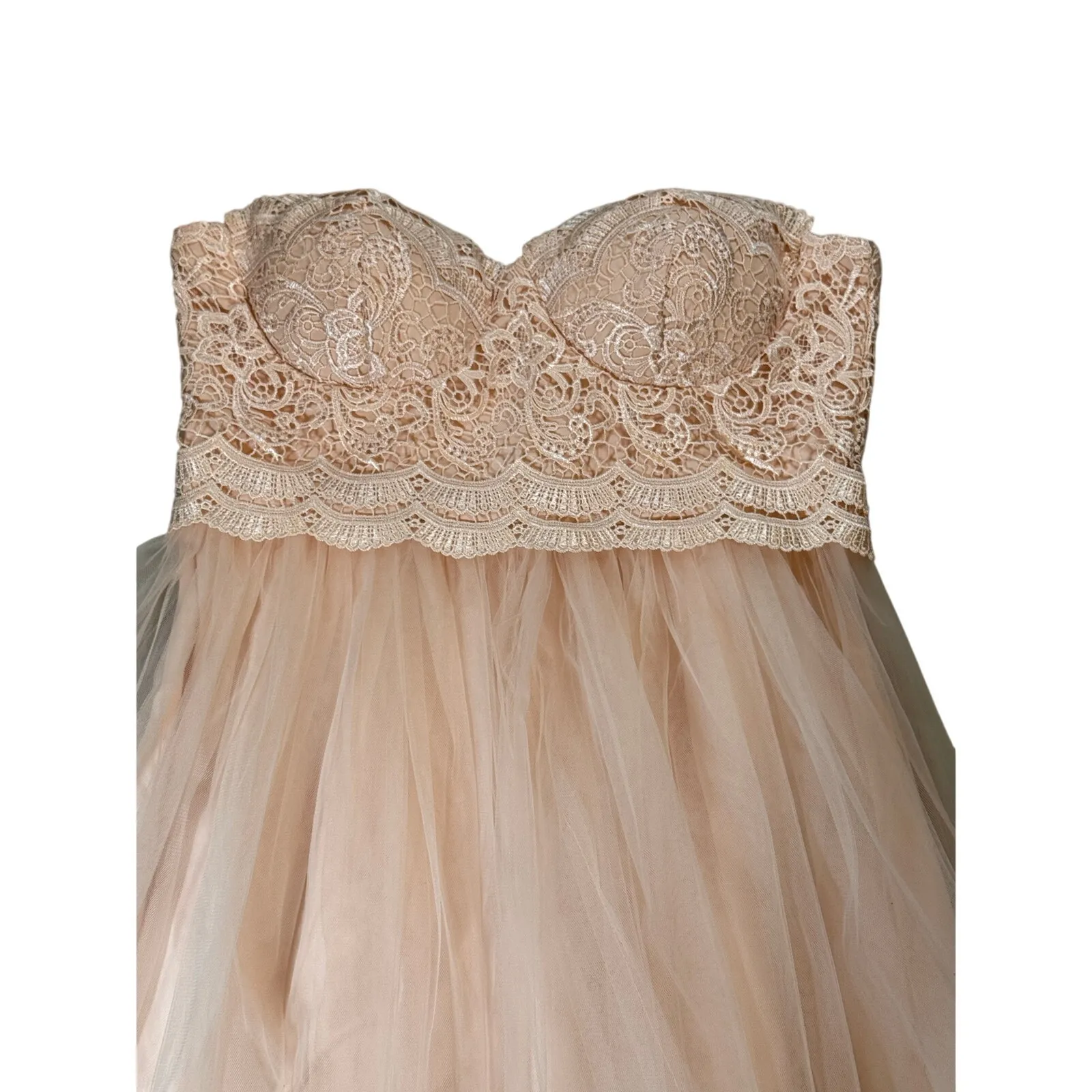 NWT London Dress Co. Peach Lace Spring Formal Dress - Image 3