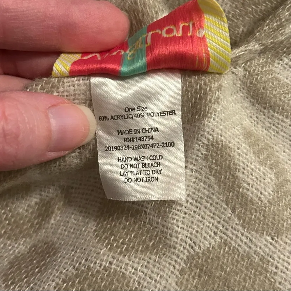 Viv & Lou Women’s One Size Beige Animal Leopard Print Knit Poncho Tassel Fringe Tan - Image 4