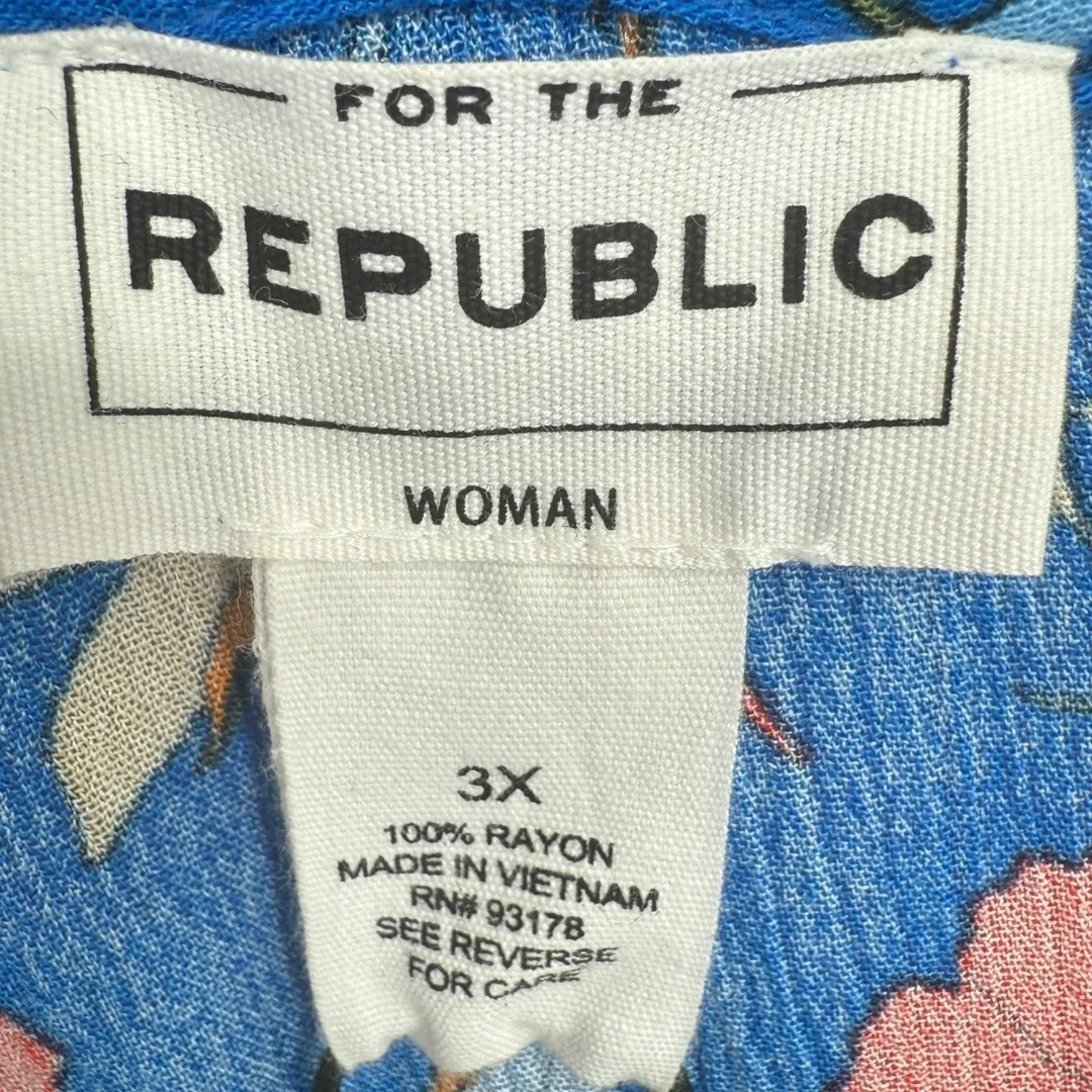 NWT For The Republic Womens Floral Print Tie Neck Long Sleeve Blouse Top Size 3X - Image 3