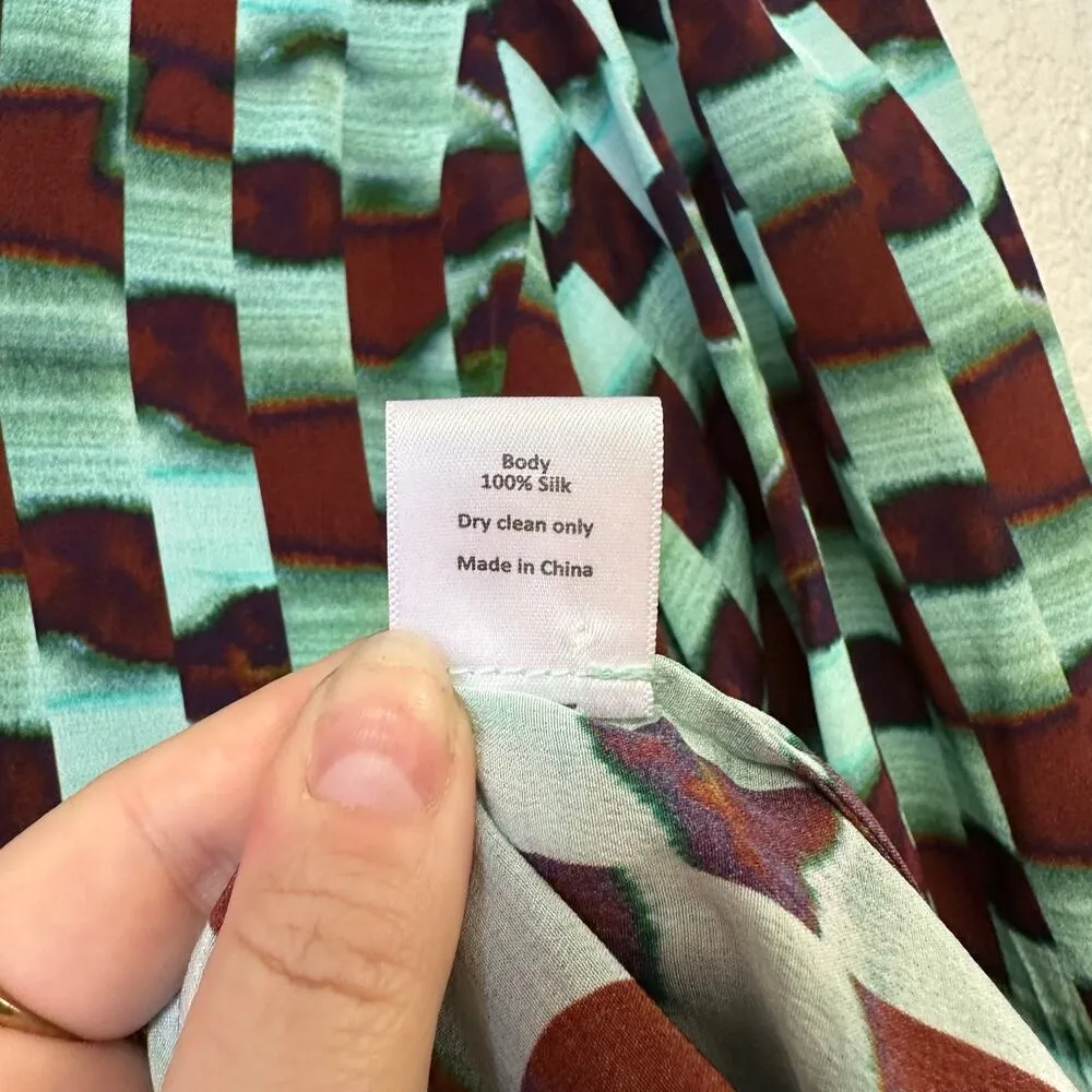 Hunter Bell Subway Tile Finley 3/4 Sleeve Silk Blouse Size Small - Image 7