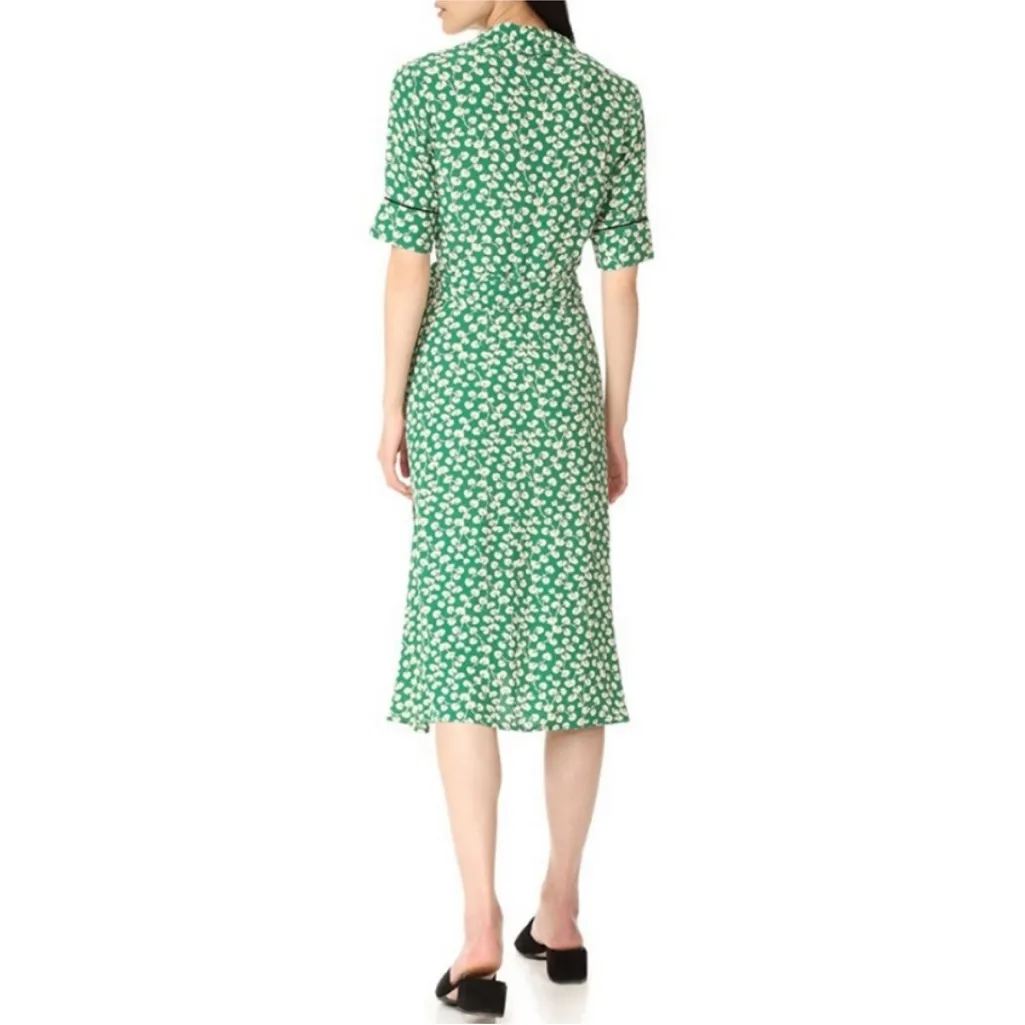 Dalton Silk Crepe Wrap Dress in Green Floral Print Size L - Image 2