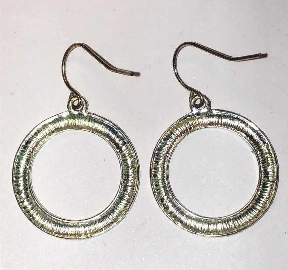 Silver Tone Round Cutout Dangling Boho Pierced Earrings - Image 3