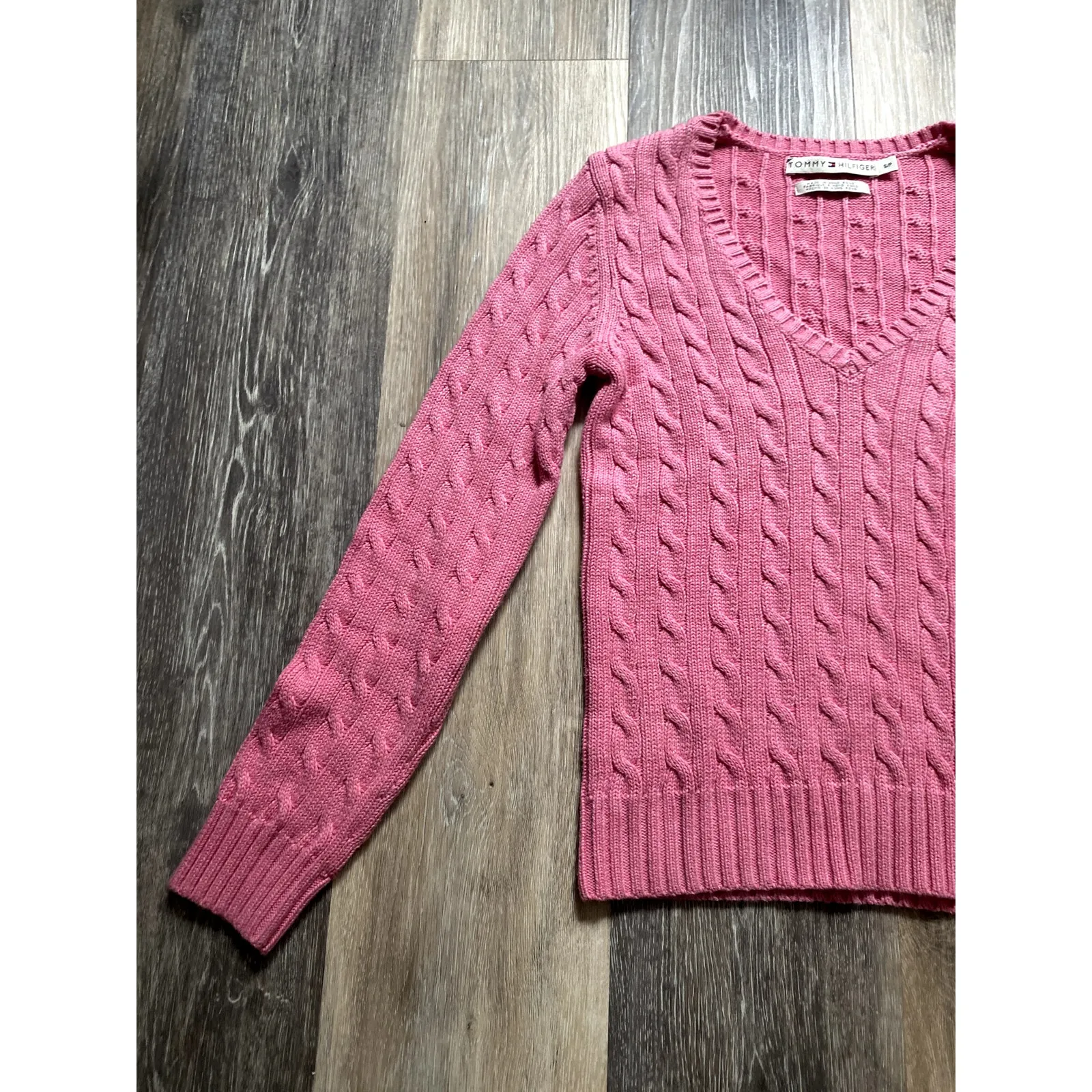 Tommy Hilfiger Cable Knit Sweater Small Y2K Bella Swan Coquette‎ Feminine Preppy - Image 2
