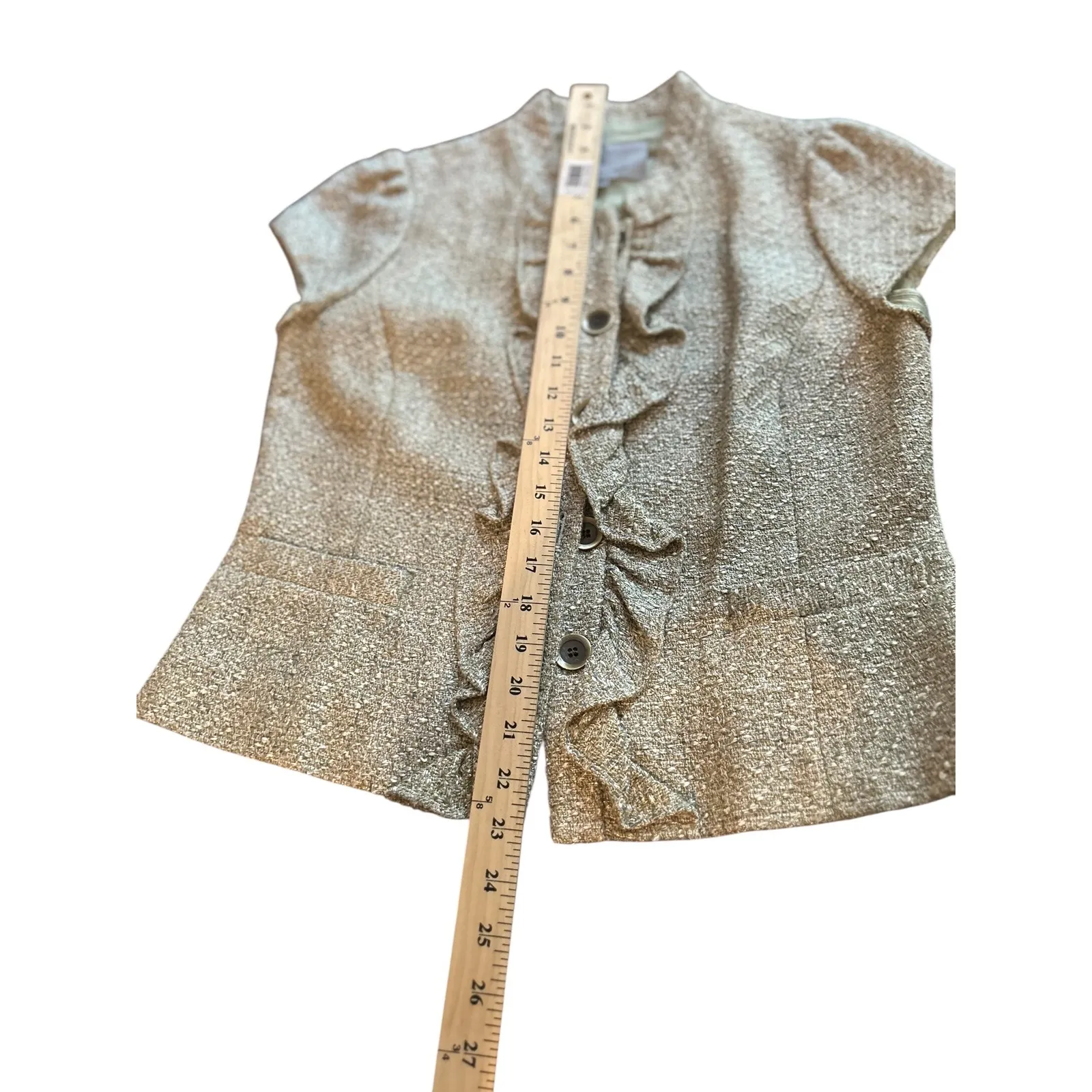 Classiques‎ Entier Skirt Suit Set Ruffle Jacket Metallic Gold Career - Image 12