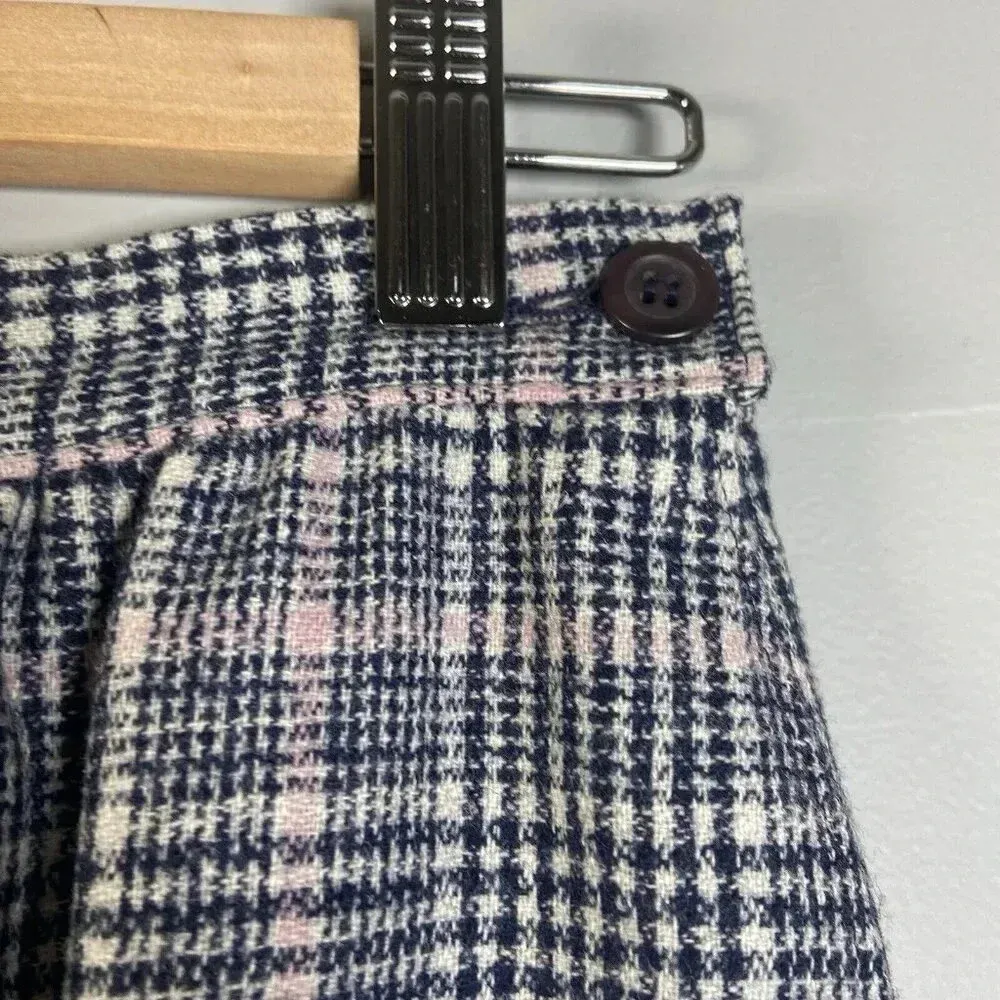 VINTAGE Pendleton Size 6 Wool Plaid Tartan Midi Skirt USA Blue Tan A-line - Image 3