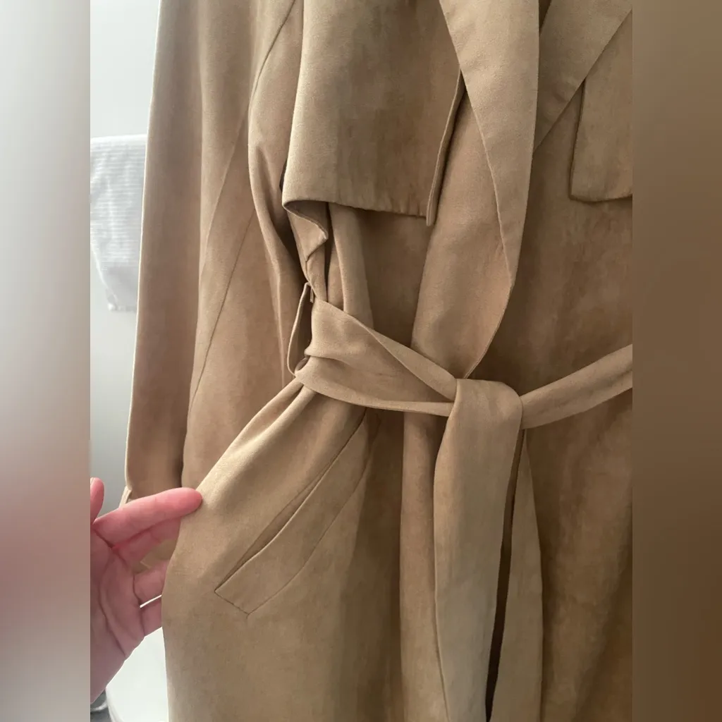 NWOT PLT MICROSUEDE TAN TRENCH / DUSTER US4/UK8 - Image 12